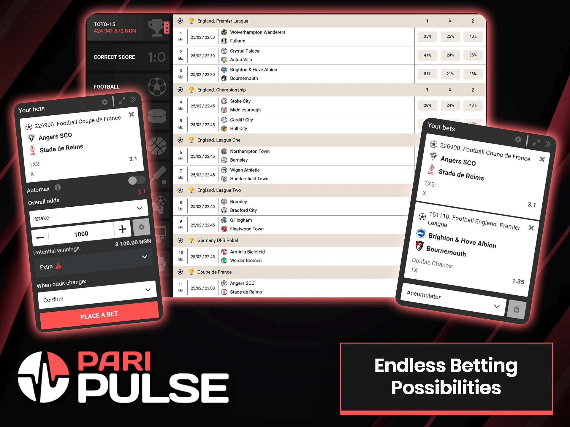 At PariPulse, you will find different opportunities to bet on sports matches.