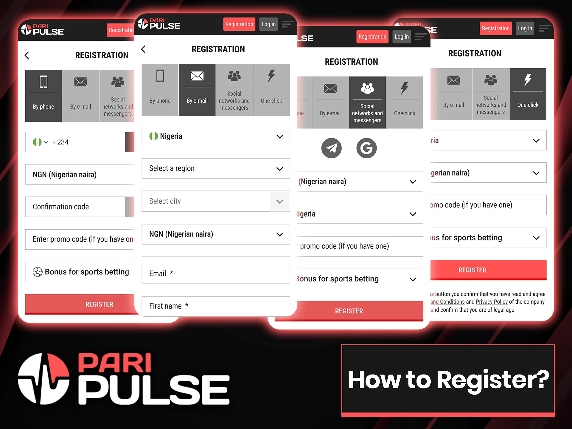 The PariPulse mobile app offers you several ways to sign up for an account.