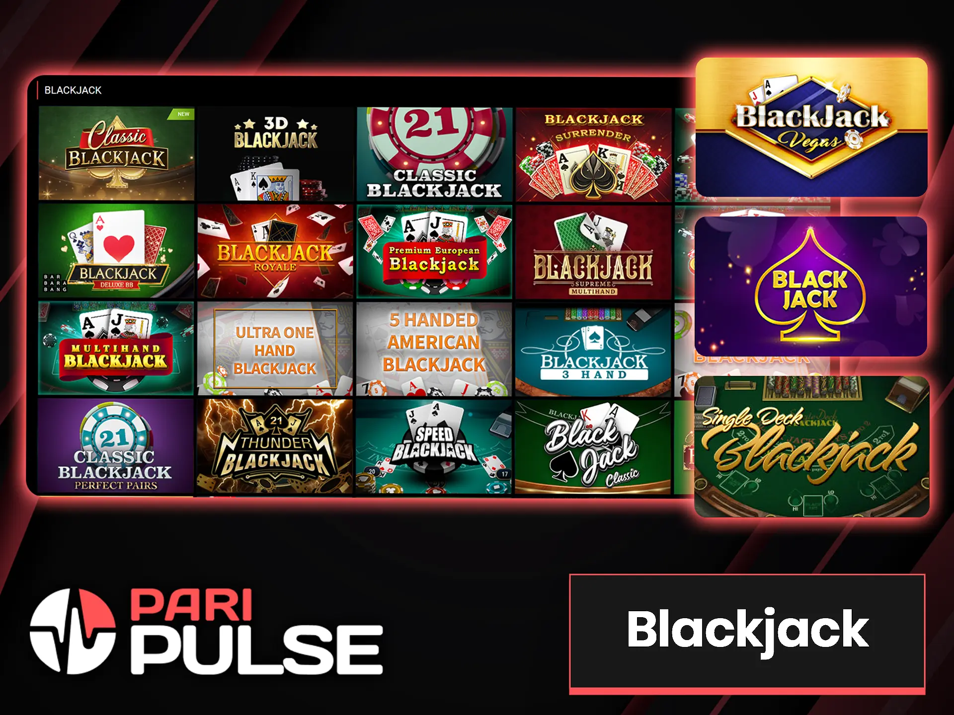 The Blackjack card game will give you the atmosphere of a real casino at PariPulse.