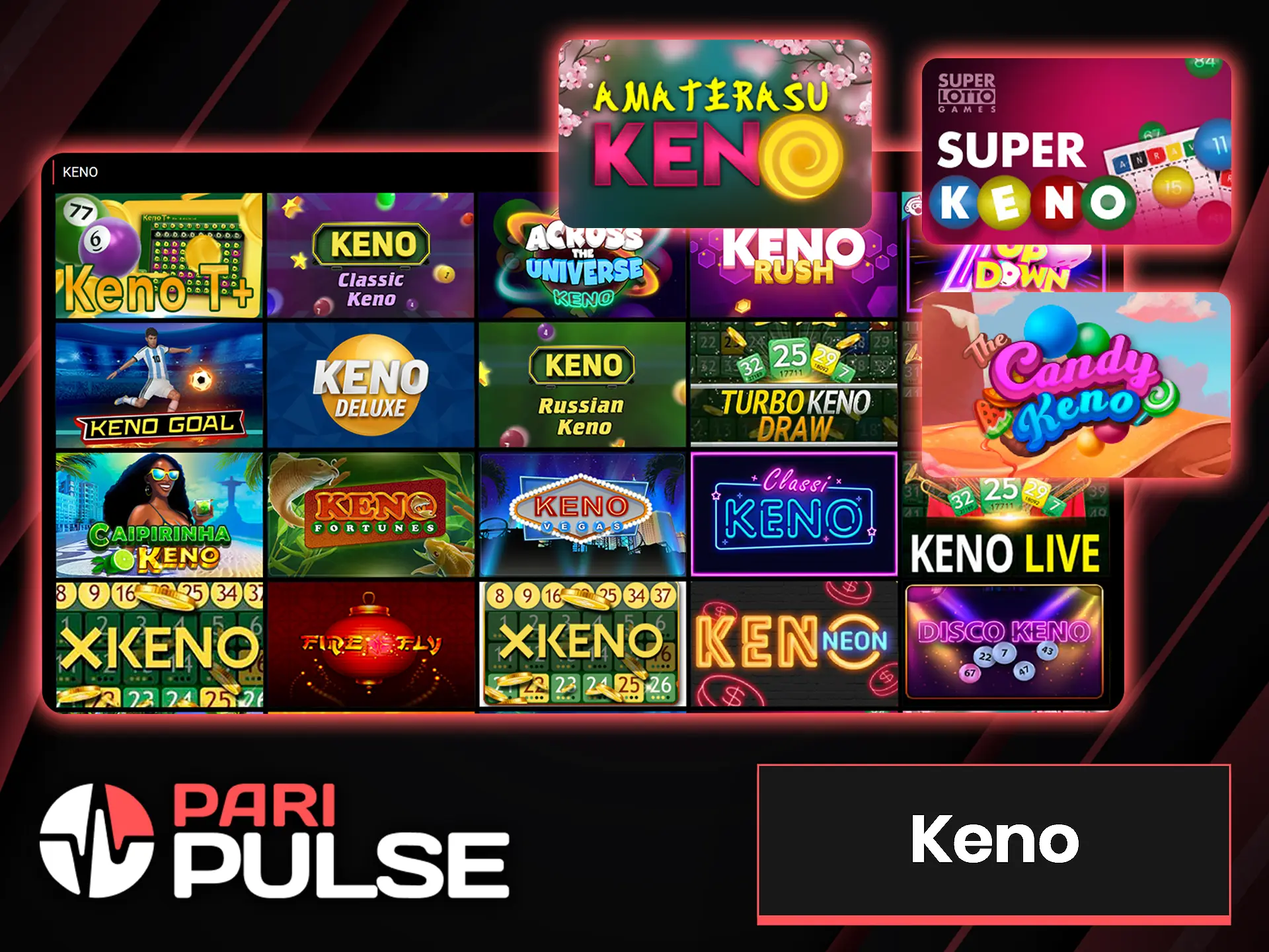 Experience the lottery atmosphere with Keno games at PariPulse.