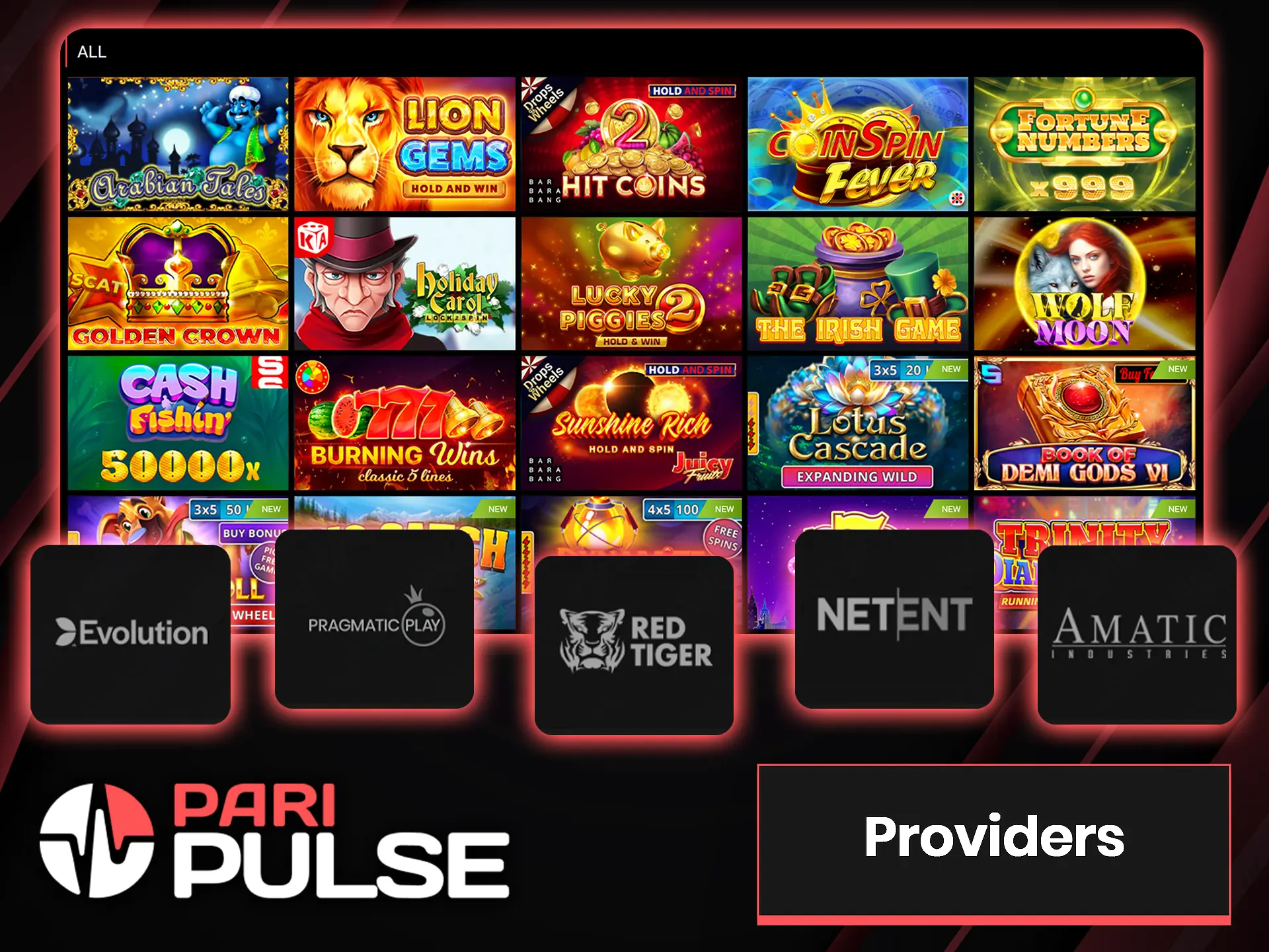 PariPulse offers you games from popular providers.