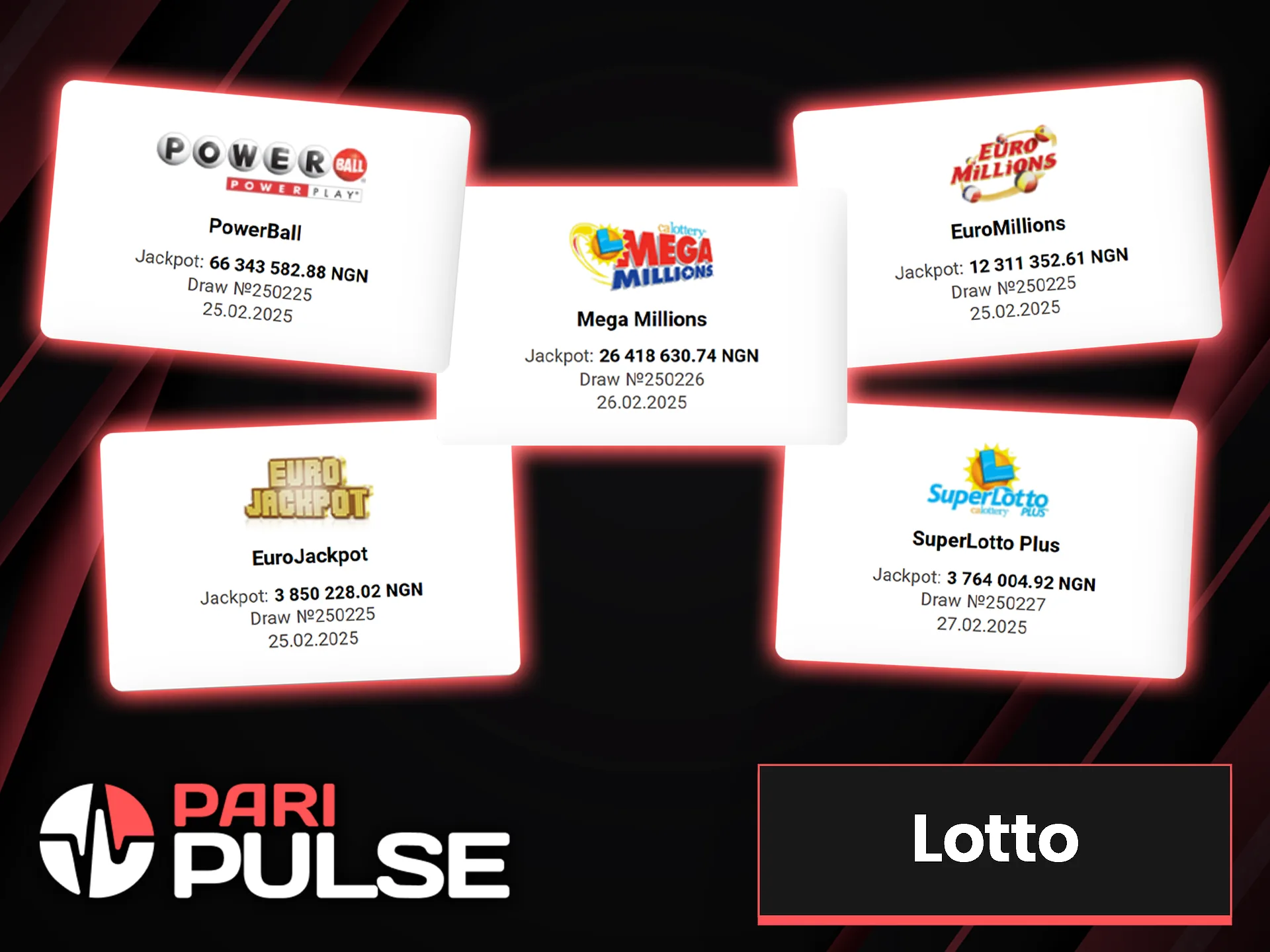 Try your luck in the lottery with PariPulse.