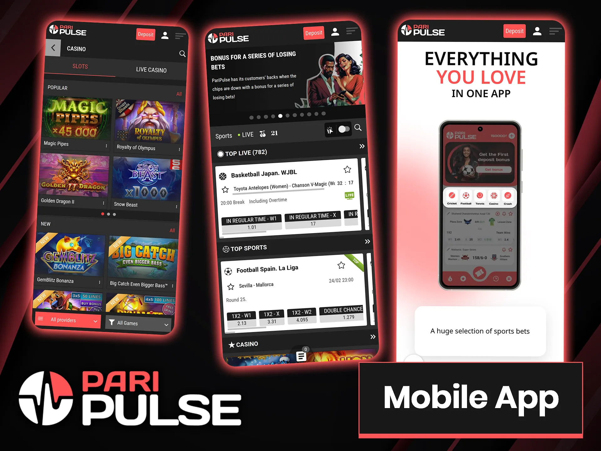 The PariPulse mobile app allows you to bet on the go.