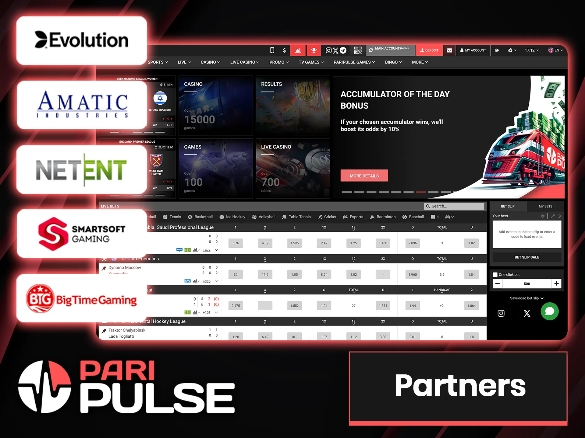 PariPulse cooperates with well-known game providers.