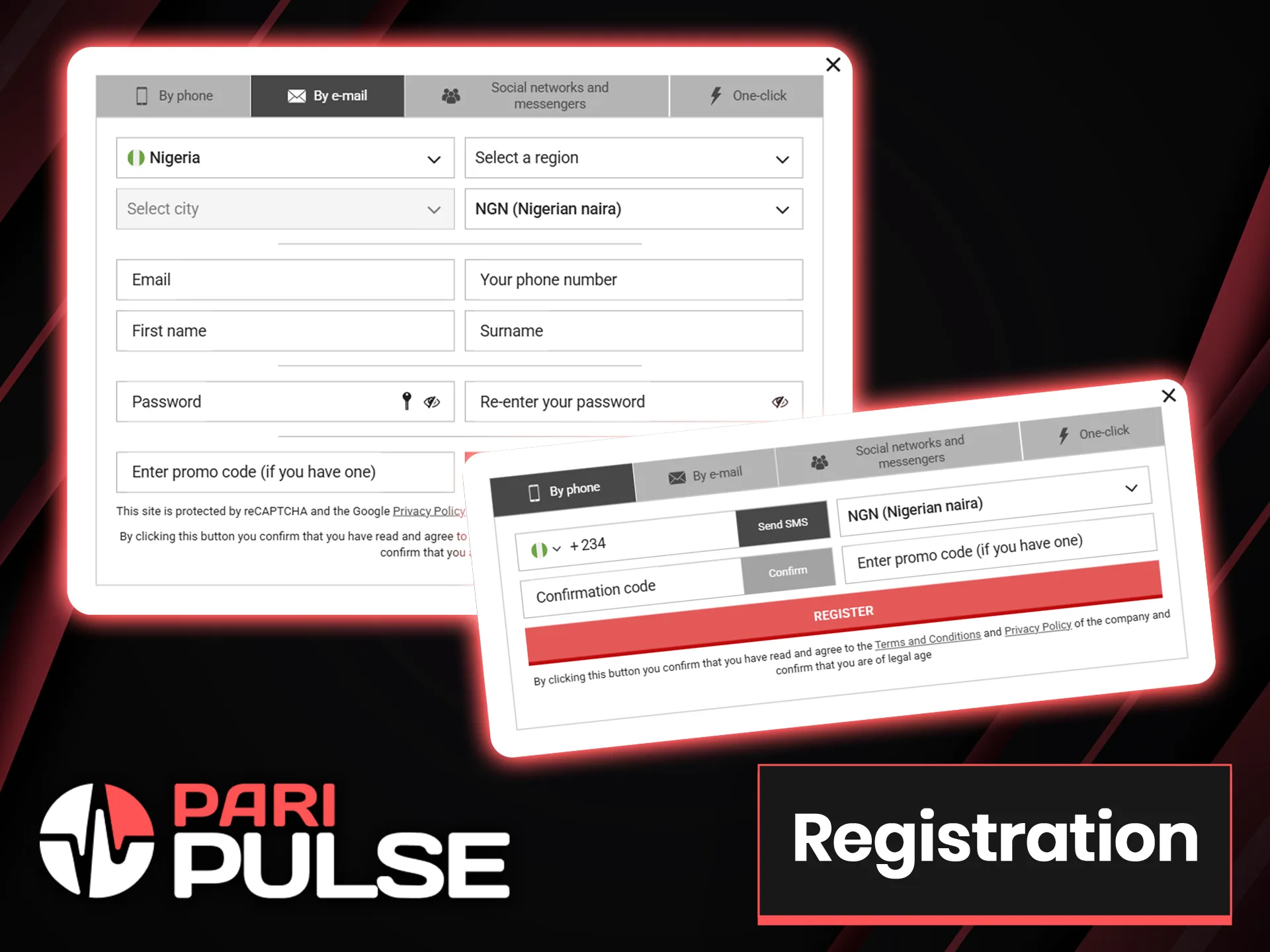 Choose a convenient way for you to register at PariPulse.