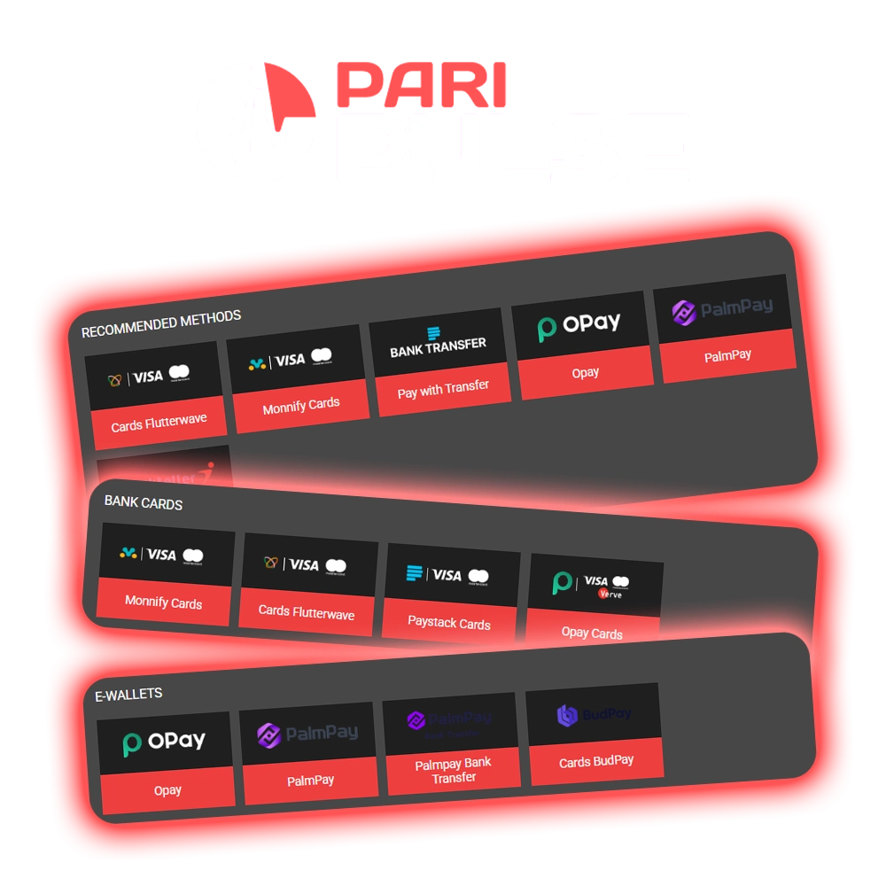 PariPulse offers a large number of payment methods.