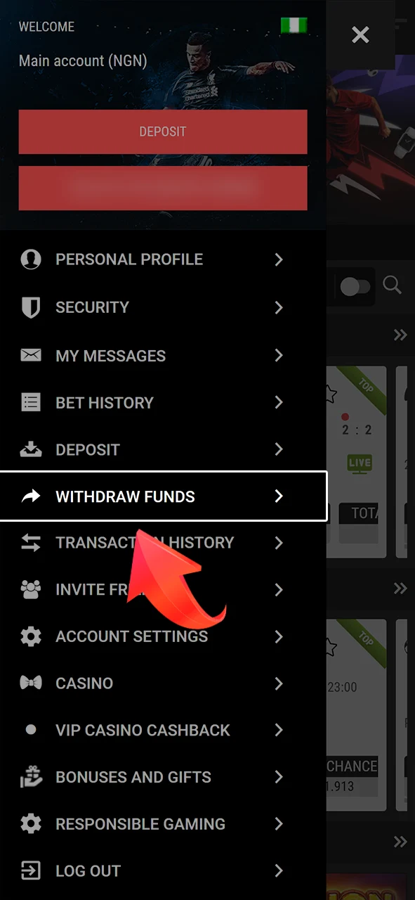 Go to the withdrawal section of your PariPulse account.