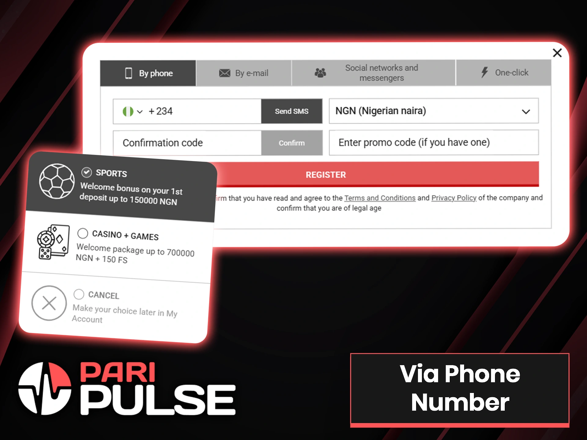 PariPulse offers you to create an account using your phone number.