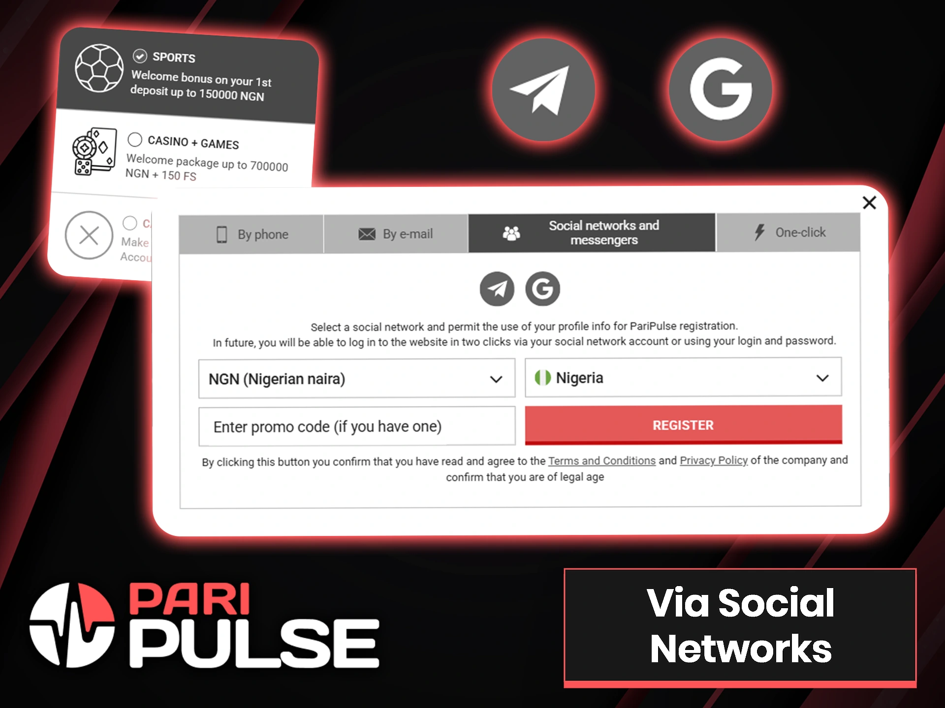 PariPulse has an option to register via social networks.