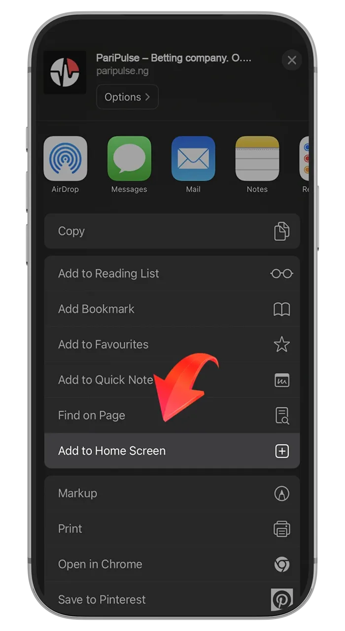 Add the PariPulse app to your home screen.